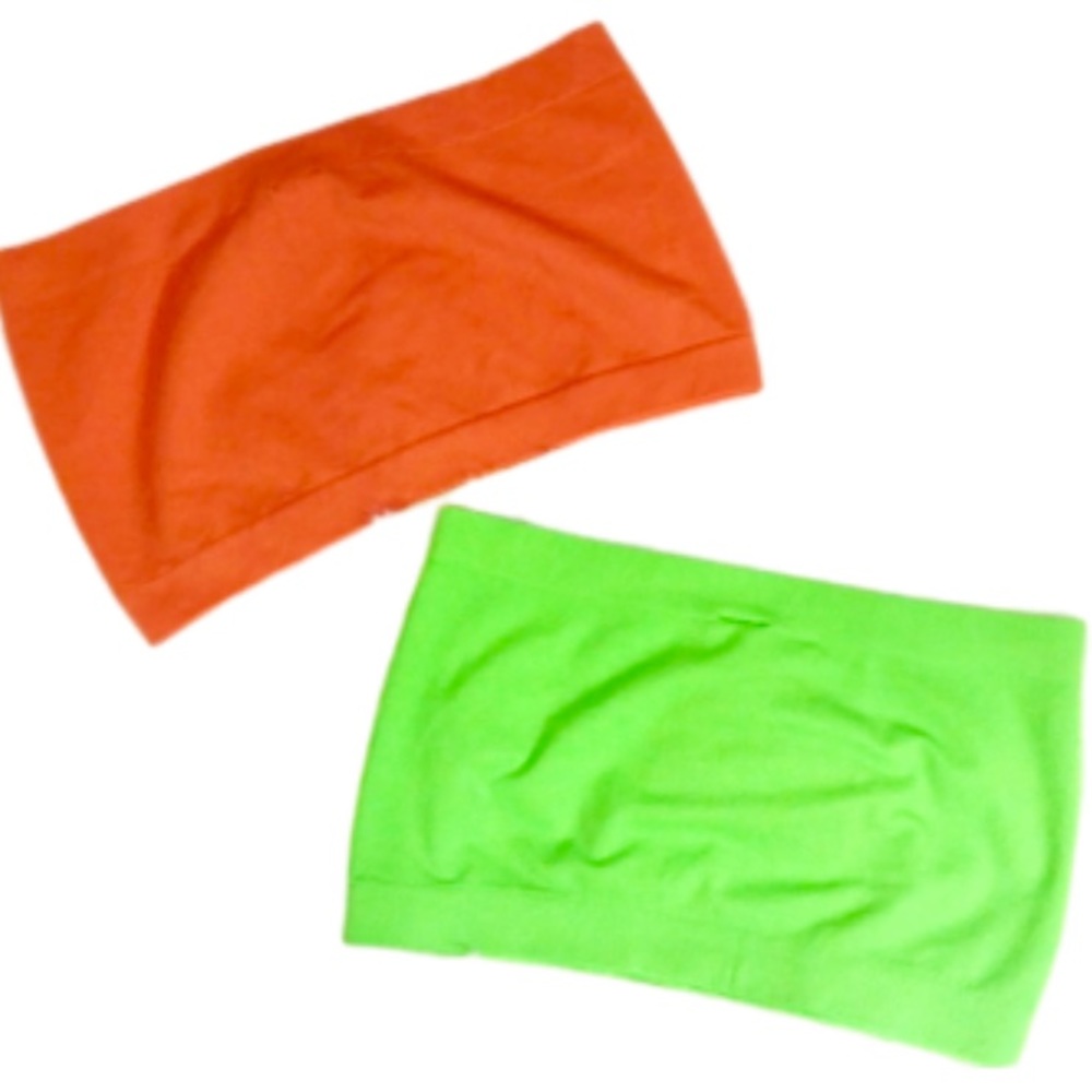 NWT Bundle of 2 Bandeau Tops Neon Green & Orange